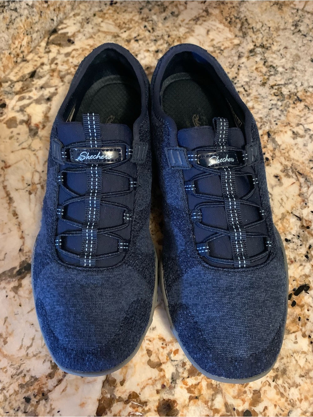 Skechers blue memory foam slip on tennis shoes size 8 - Picture 3 of 12